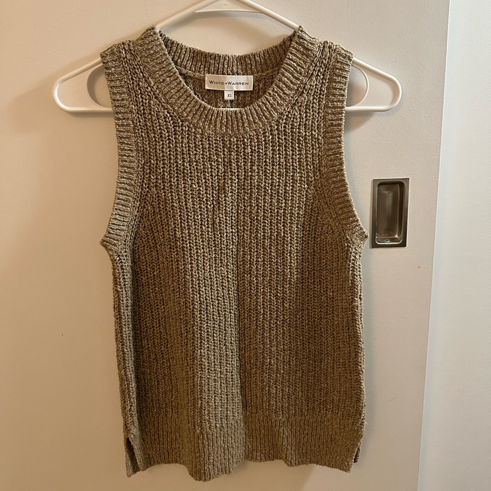 White + Warren Ribbed Sleeveless Knit Sweater